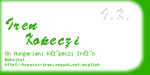 iren kopeczi business card